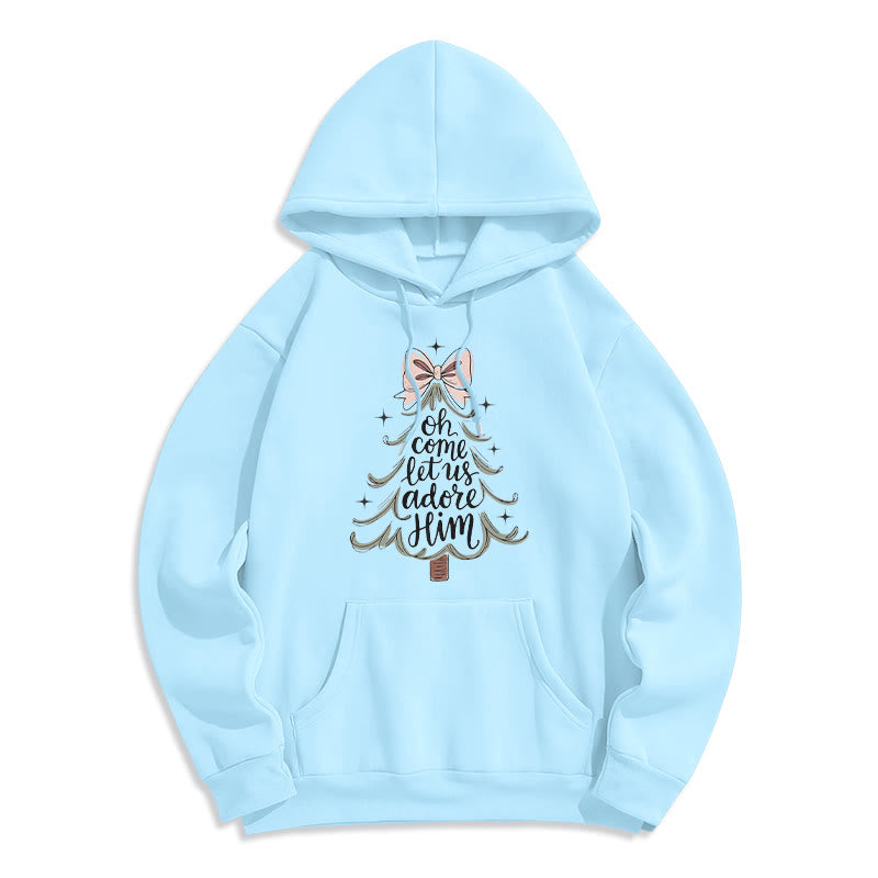 Christianartworkshop Oh Come Let Us Adore Him Christmas Fleece Lined Polyester Hoodie - Blue - 2XL - image 8