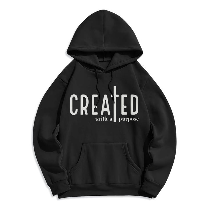 Christianartworkshop Created With a Purpose Fleece Lined Polyester Hoodie - Black - 2XL - image 8