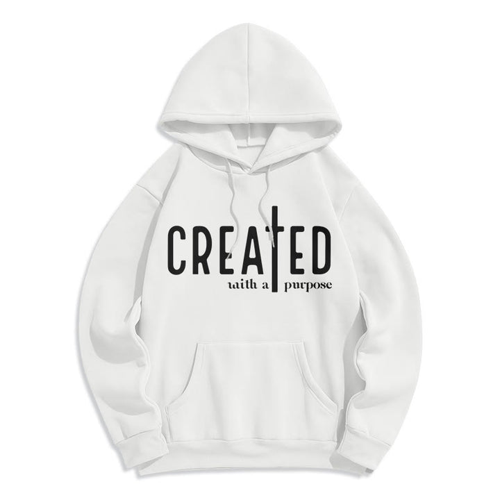 Christianartworkshop Created With a Purpose Fleece Lined Polyester Hoodie - White - 2XL - image 5
