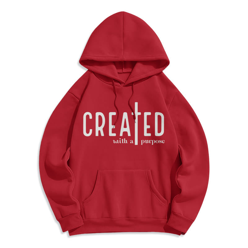 Christianartworkshop Created With a Purpose Fleece Lined Polyester Hoodie - Red - 2XL - image 2