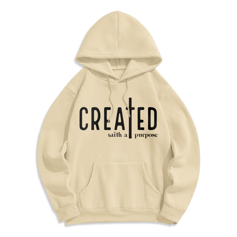 Christianartworkshop Created With a Purpose Fleece Lined Polyester Hoodie - Beige - 2XL - image 4