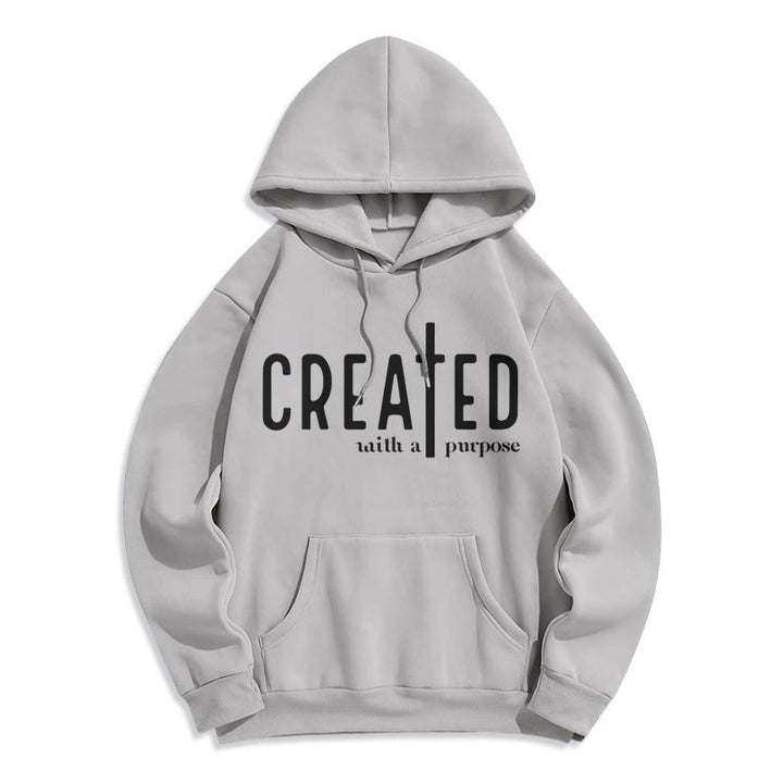 Christianartworkshop Created With a Purpose Fleece Lined Polyester Hoodie - Grey - 2XL - image 5