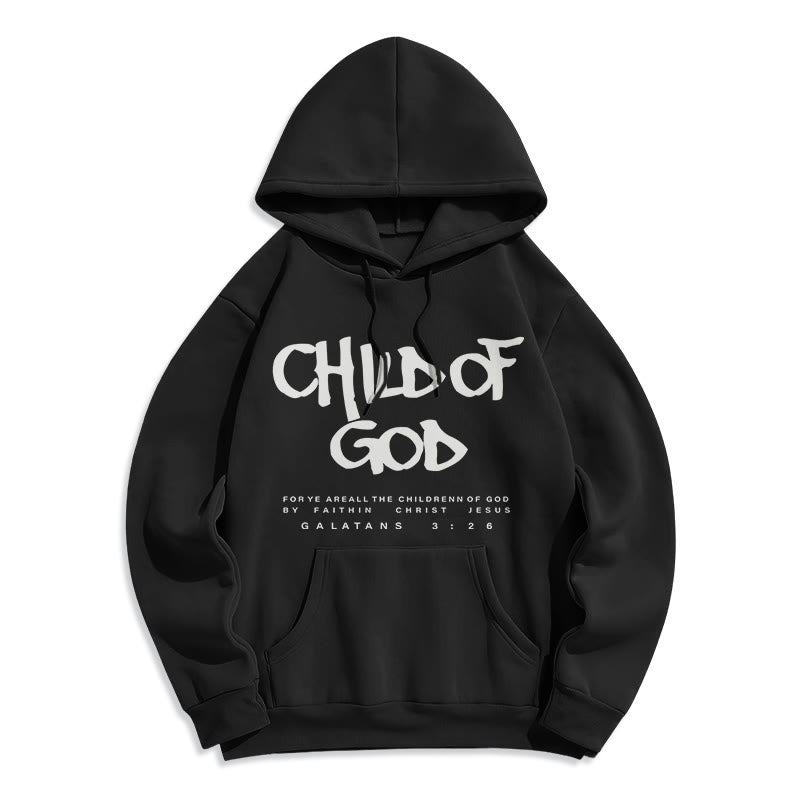 Christianartworkshop Child of God Galatians 3:26 Faith Fleece Lined Polyester Hoodie - Black - 2XL - image 1