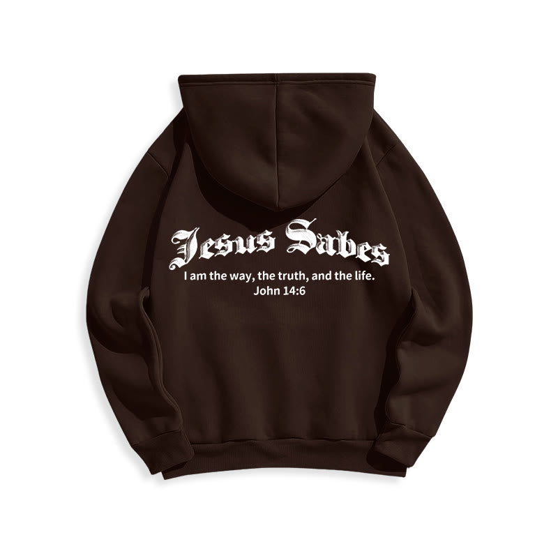 Christianartworkshop Jesus Saves John 14:6 Faith Fleece Lined Polyester Hoodie - image 8