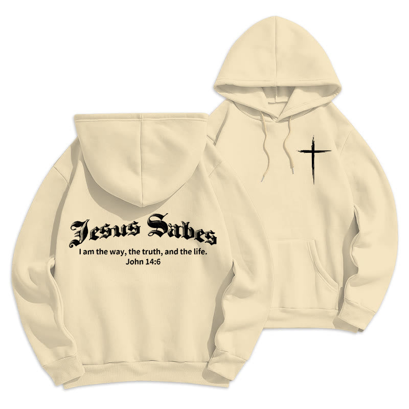 Christianartworkshop Jesus Saves John 14:6 Faith Fleece Lined Polyester Hoodie - Beige - 2XL - image 21
