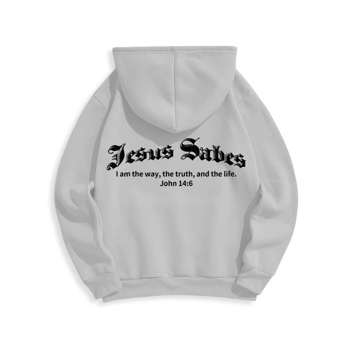 Christianartworkshop Jesus Saves John 14:6 Faith Fleece Lined Polyester Hoodie - image 2
