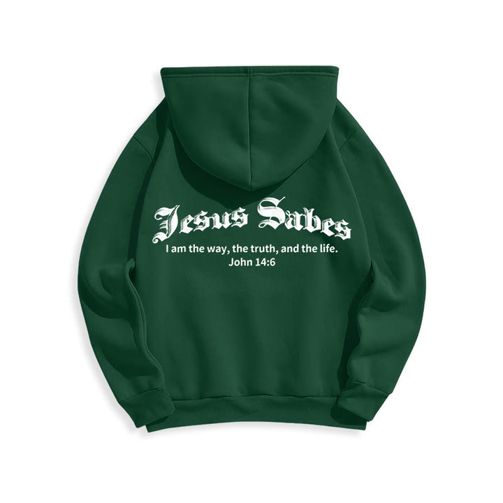 Christianartworkshop Jesus Saves John 14:6 Faith Fleece Lined Polyester Hoodie - image 21