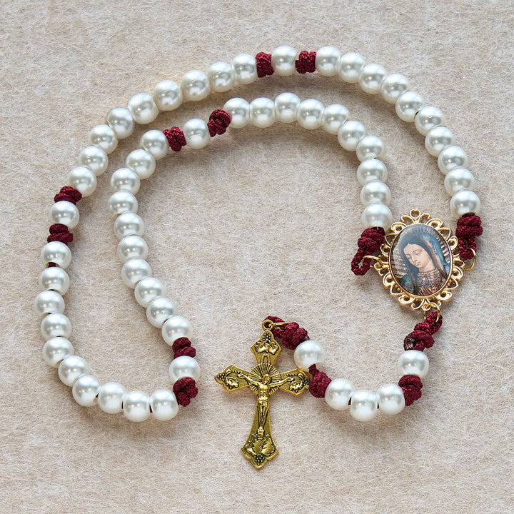 FREE Today: Graceful White Custom Rosary with Burgundy Paracord & Personalized JESUS Letters - No Letter - image 11