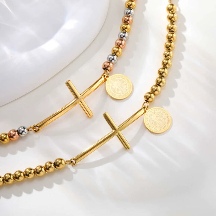 FREE Today: Cross & Saint Medal Beaded Bracelet: Spiritual Symbol with Polished Elegance - image 5