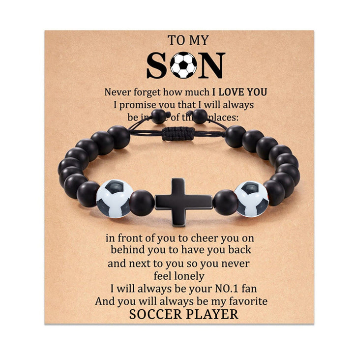 Christianartworkshop Cross & Sport Bead Bracelet: Tender Devotion for Sport Lovers - Football TO MY SON - image 11