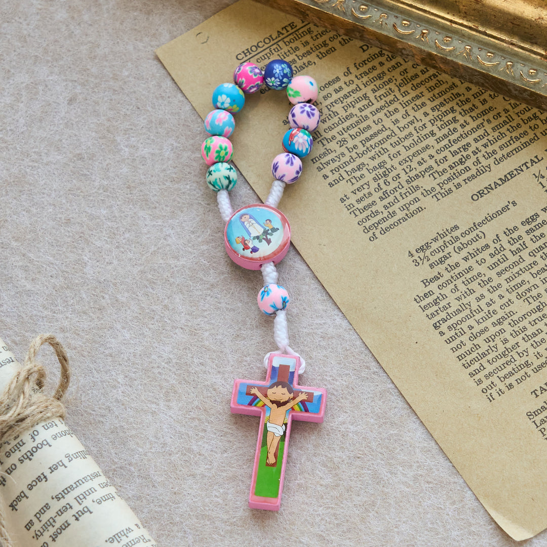 FREE Today: Blue & Pink Children Rosary, Bracelet: Colorful Beads & Sacred Symbols for Young Hearts - Pink Rosary - image 6