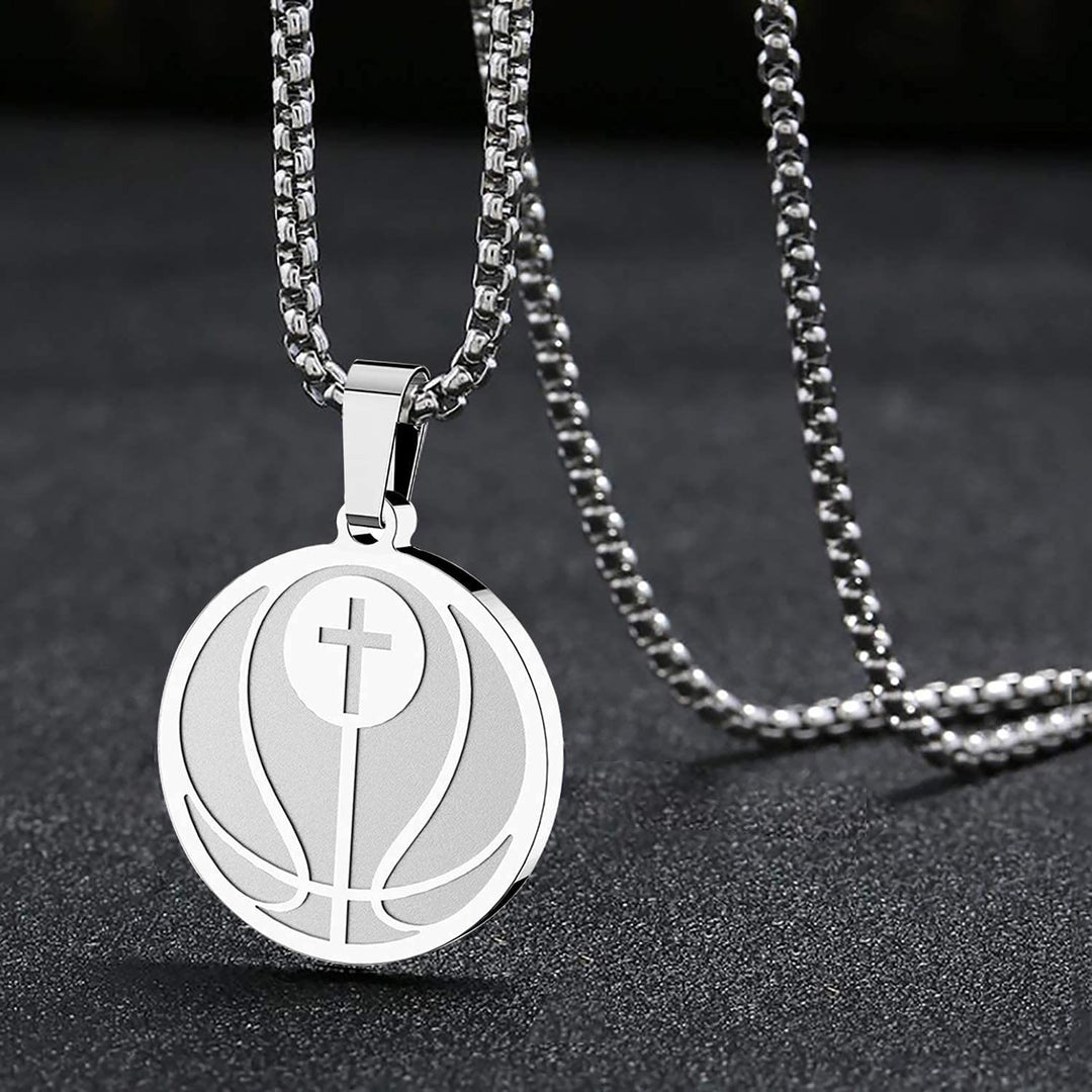 Christianartworkshop Sports Prayer Pendant Necklace: Engraved Verse & Sport Icon for Daily Carry - Silver Basketball - image 6