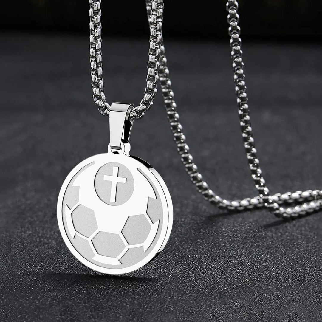 FREE Today: Sports Prayer Pendant Necklace: Engraved Verse & Sport Icon for Daily Carry - Silver Football - image 4