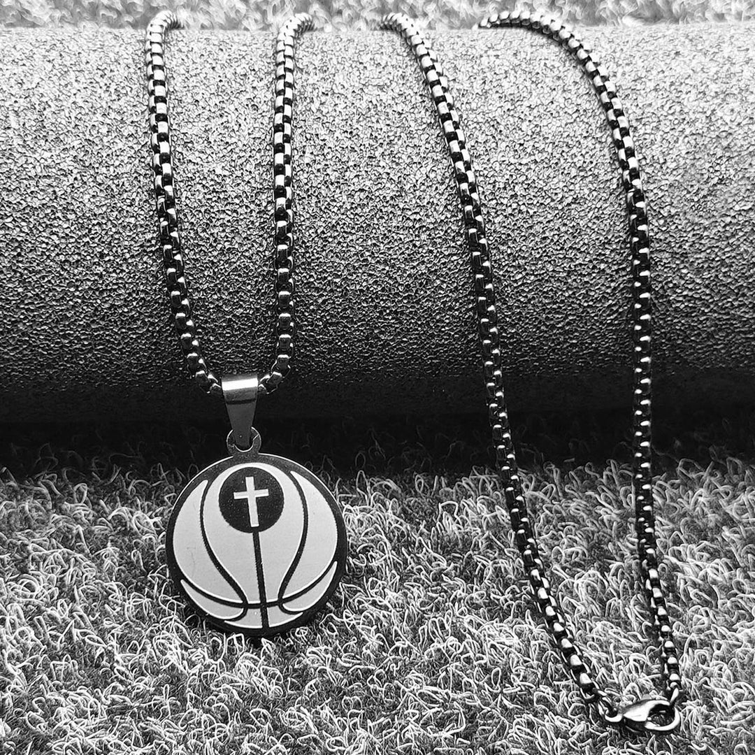 Christianartworkshop Sports Prayer Pendant Necklace: Engraved Verse & Sport Icon for Daily Carry - Black Basketball - image 15
