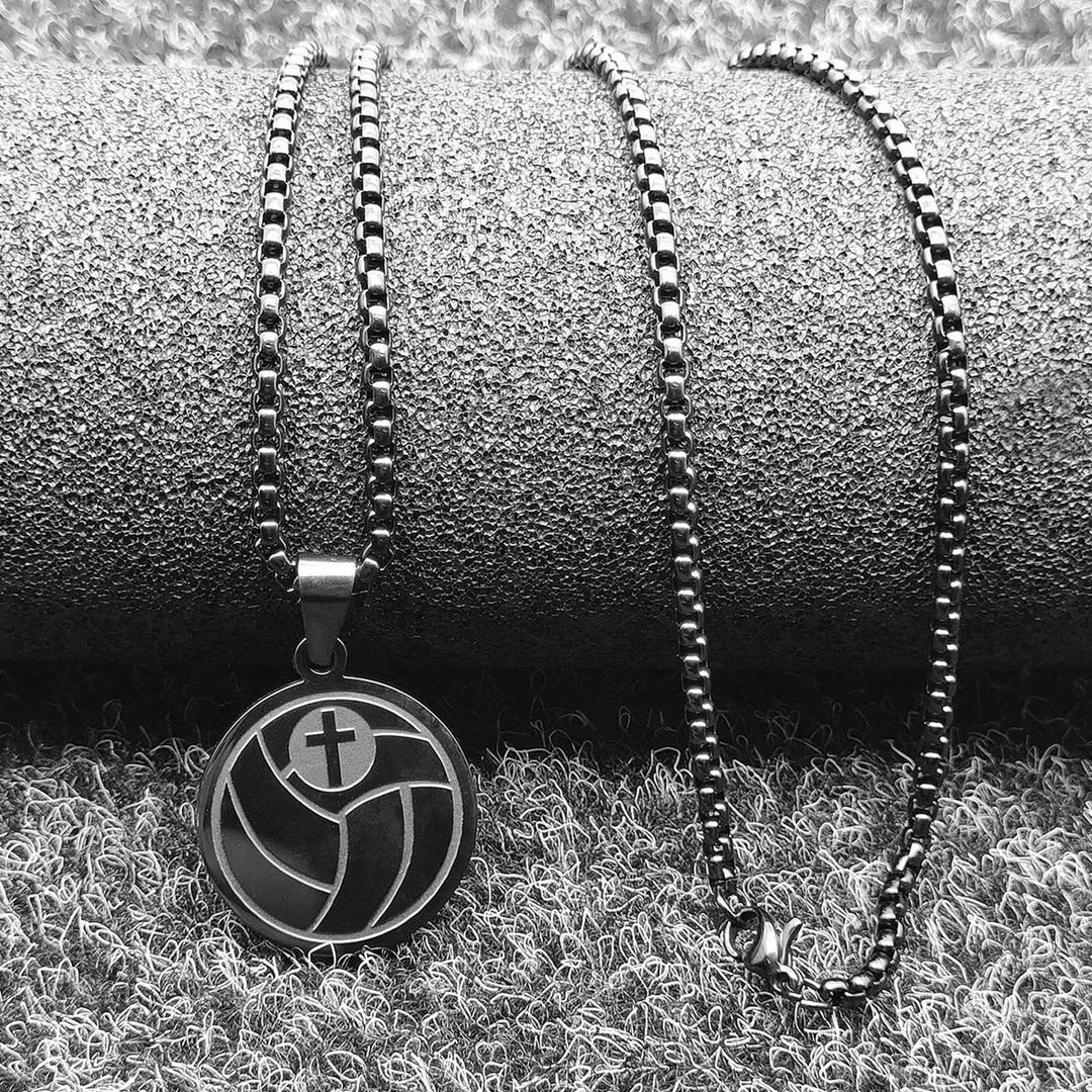 Christianartworkshop Sports Prayer Pendant Necklace: Engraved Verse & Sport Icon for Daily Carry - Black Volleyball - image 11