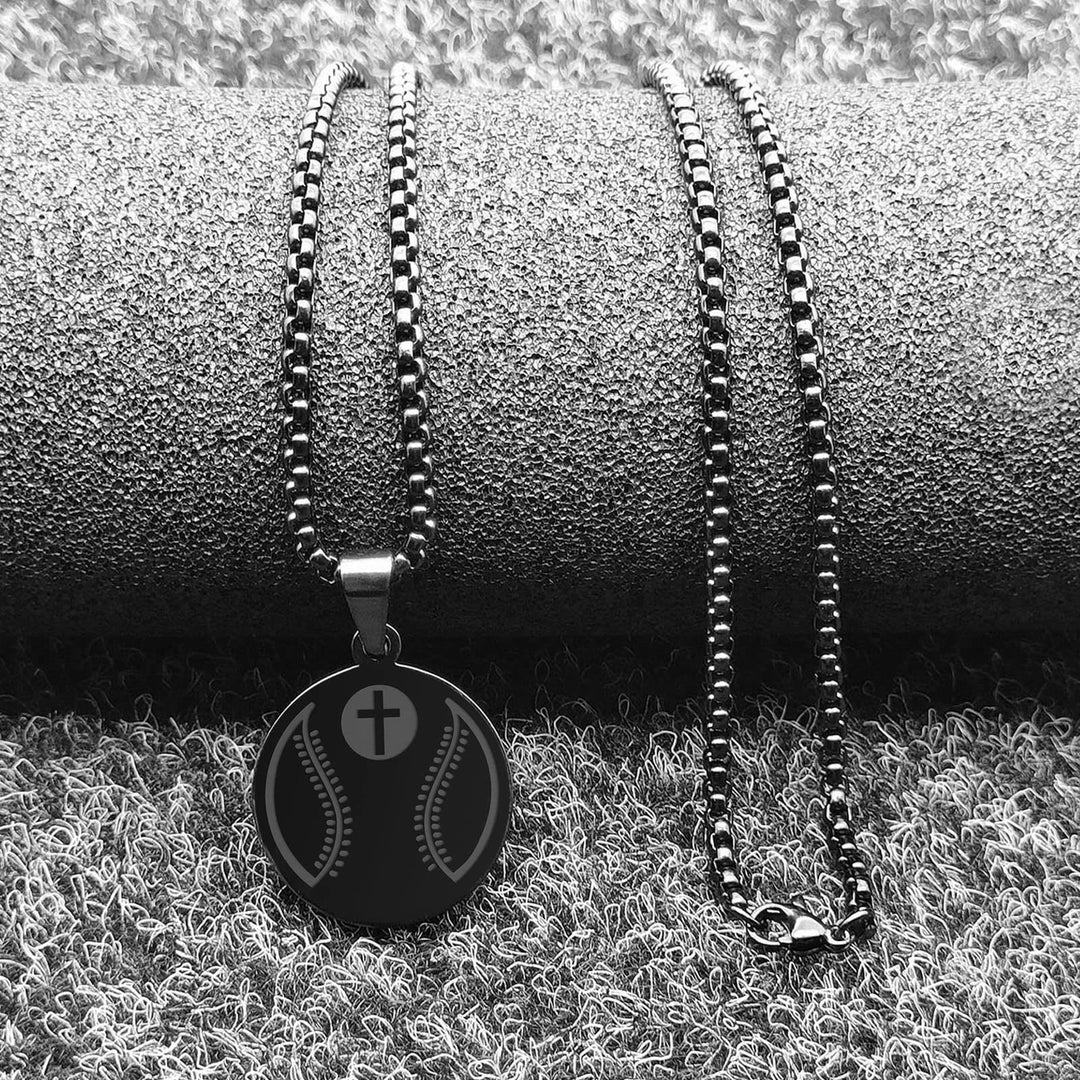 Christianartworkshop Sports Prayer Pendant Necklace: Engraved Verse & Sport Icon for Daily Carry - Black Baseball - image 8