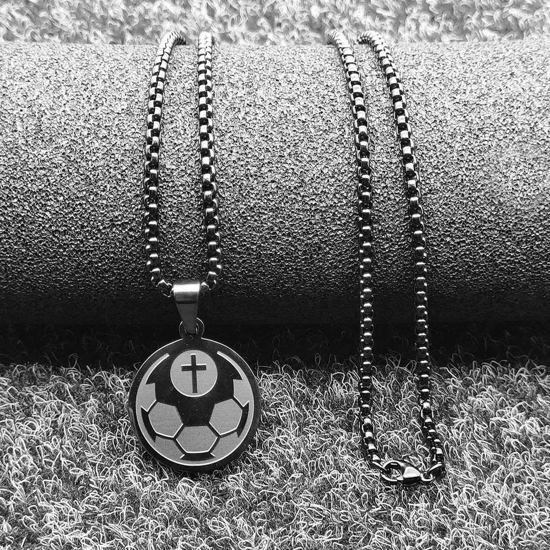 FREE Today: Sports Prayer Pendant Necklace: Engraved Verse & Sport Icon for Daily Carry - Black Football - image 13