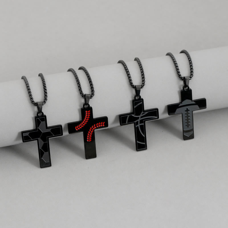 FREE Today: Personalizable Sport Cross Necklace: Faith Symbol & Hobby Details for Daily Wear - Rugby - Default - image 0
