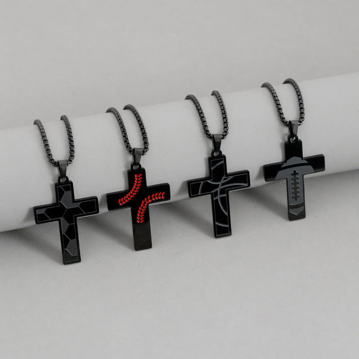 FREE Today: Personalizable Sport Cross Necklace: Faith Symbol & Hobby Details for Daily Wear - Rugby - Default - image 0