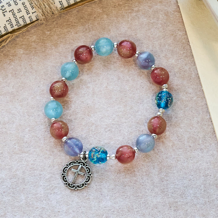 FREE Today: UV-Changing Glitter Bead Bracelet with Ornate Cross: Shimmer in Faithful Hues - image 3