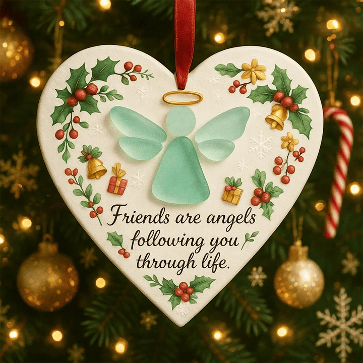 Christianartworkshop 2D Christmas Faith Ornament: Angel Symbol & Friendship Phrase for Holiday Joy - Heart Angel - image 0