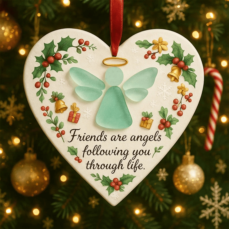 FREE Today: 2D Christmas Faith Ornament: Angel Symbol & Friendship Phrase for Holiday Joy - Heart Angel - image 0