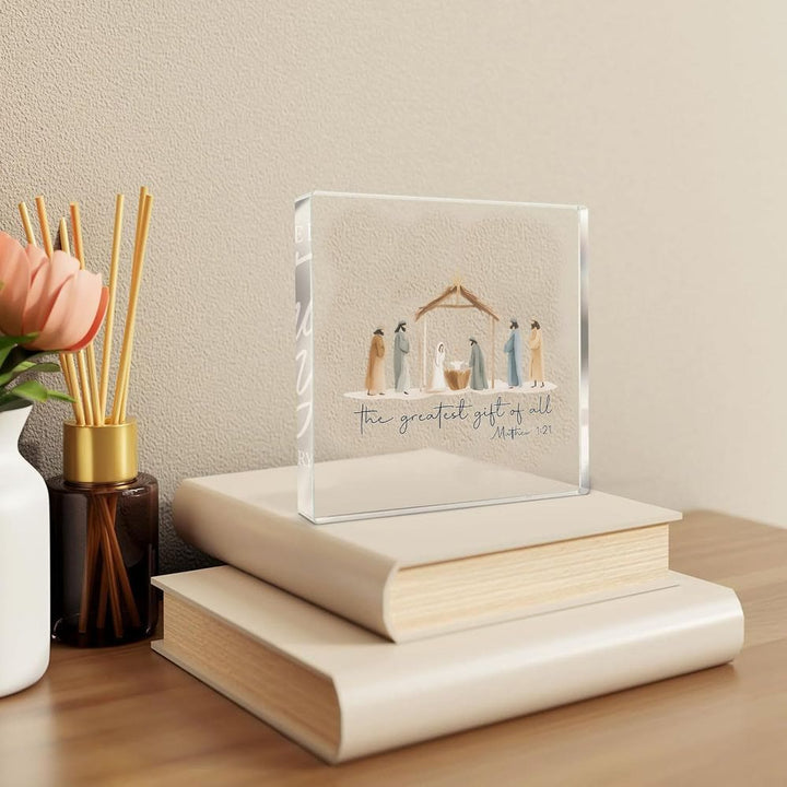 FREE Today: Acrylic Greatest Gift Transparent Ornament: Nativity Scene & Scripture for Desktop Decor - image 2