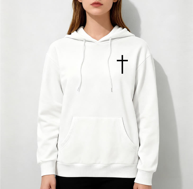 Christianartworkshop Quotation Style Bold Faith in Philippians 413 Fleece Lined Polyester Hoodie - image 3