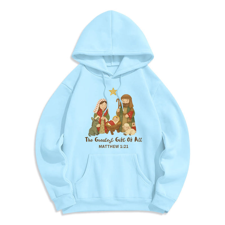 Christianartworkshop Christmas Faith & Warmth Fleece Lined Polyester Hoodie - Blue - 2XL - image 6