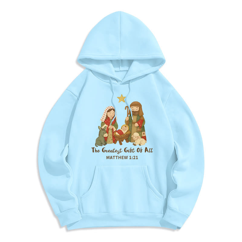 Christianartworkshop Christmas Faith & Warmth Fleece Lined Polyester Hoodie - Blue - 2XL - image 6