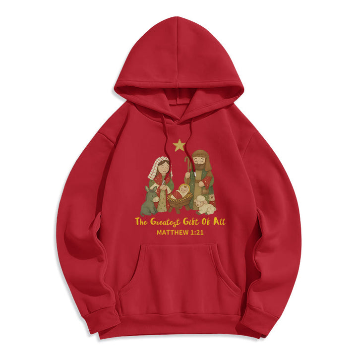 Christianartworkshop Christmas Faith & Warmth Fleece Lined Polyester Hoodie - Red - 2XL - image 5