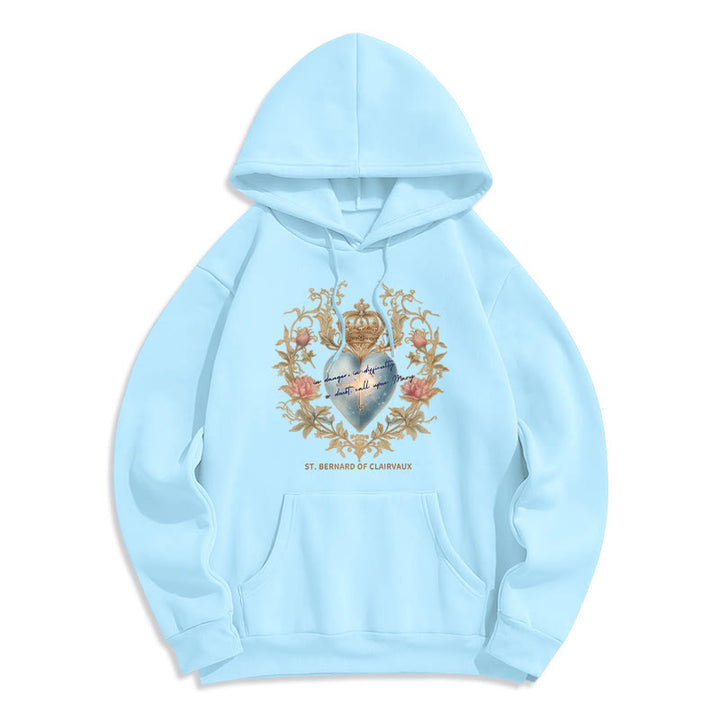 Christianartworkshop Sacred Heart & St. Bernard Fleece Lined Polyester Hoodie - Blue - 2XL - image 7