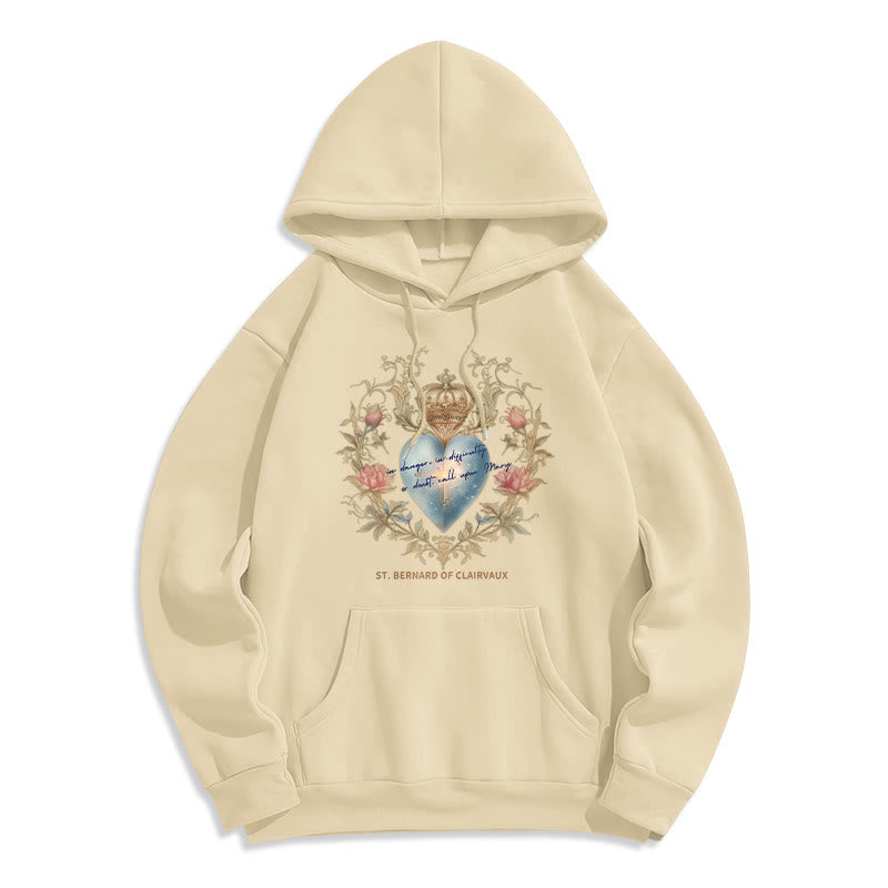 Christianartworkshop Sacred Heart & St. Bernard Fleece Lined Polyester Hoodie - Beige - 2XL - image 8