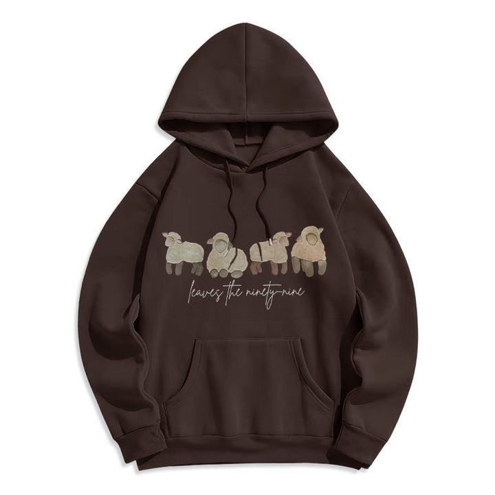 Christianartworkshop Sheep & Shepherd Phrase Fleece Lined Polyester Hoodie - Brown - 2XL - image 5