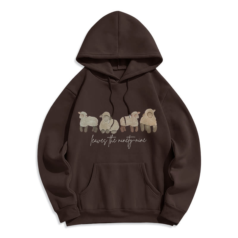 Christianartworkshop Sheep & Shepherd Phrase Fleece Lined Polyester Hoodie - Brown - 2XL - image 5