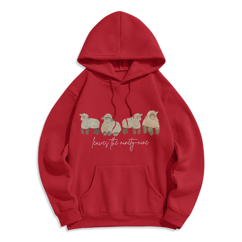 Christianartworkshop Sheep & Shepherd Phrase Fleece Lined Polyester Hoodie - Red - 2XL - image 8