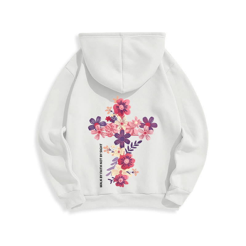 Christianartworkshop Jesus is the Light Floral Cross Faith Fleece Lined Polyester Hoodie - image 18