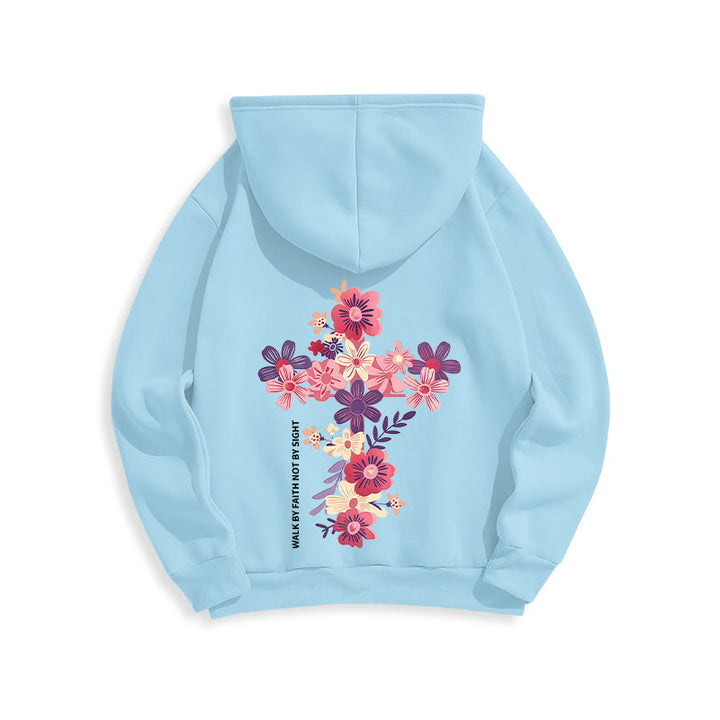 Christianartworkshop Jesus is the Light Floral Cross Faith Fleece Lined Polyester Hoodie - image 9