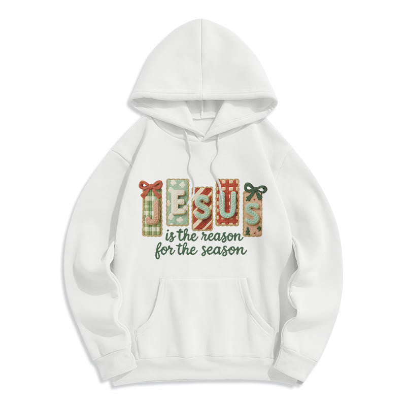 Christianartworkshop Christmas Jesus is the Reason Fleece Lined Polyester Hoodie - White - 2XL - image 7