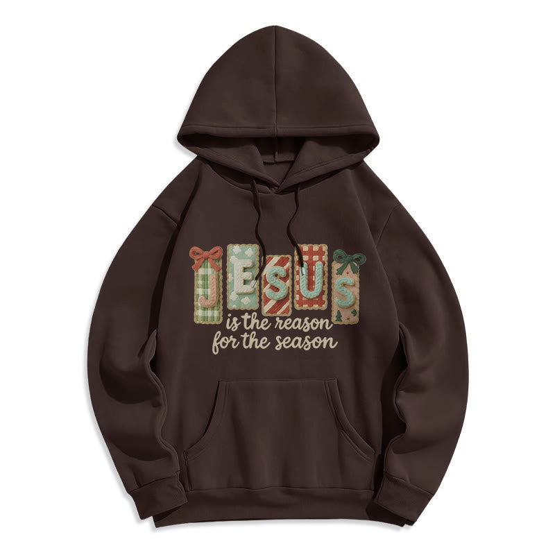 Christianartworkshop Christmas Jesus is the Reason Fleece Lined Polyester Hoodie - Brown - 2XL - image 7