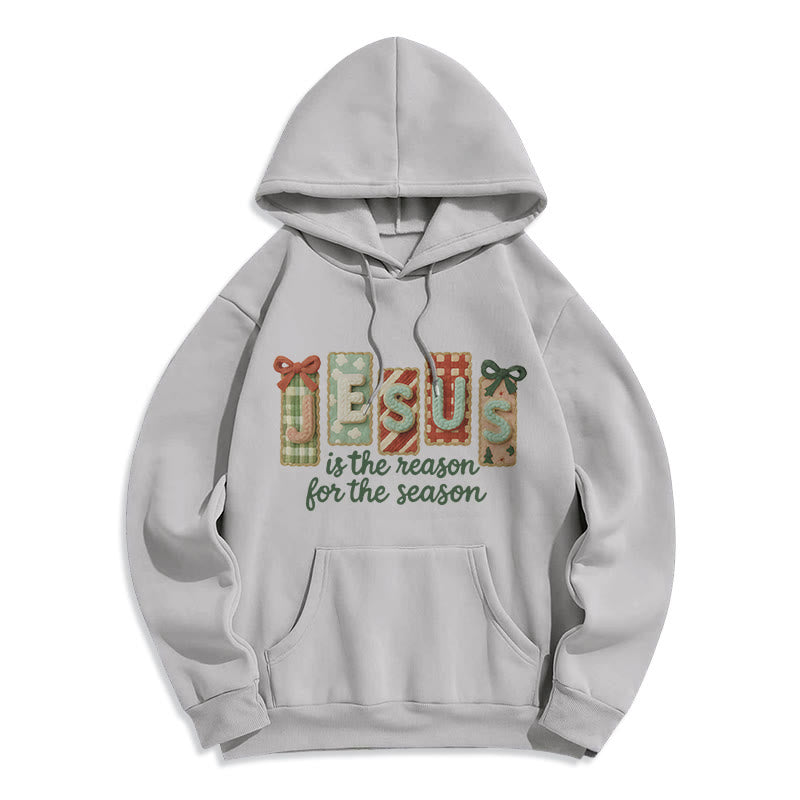 Christianartworkshop Christmas Jesus is the Reason Fleece Lined Polyester Hoodie - Grey - 2XL - image 6