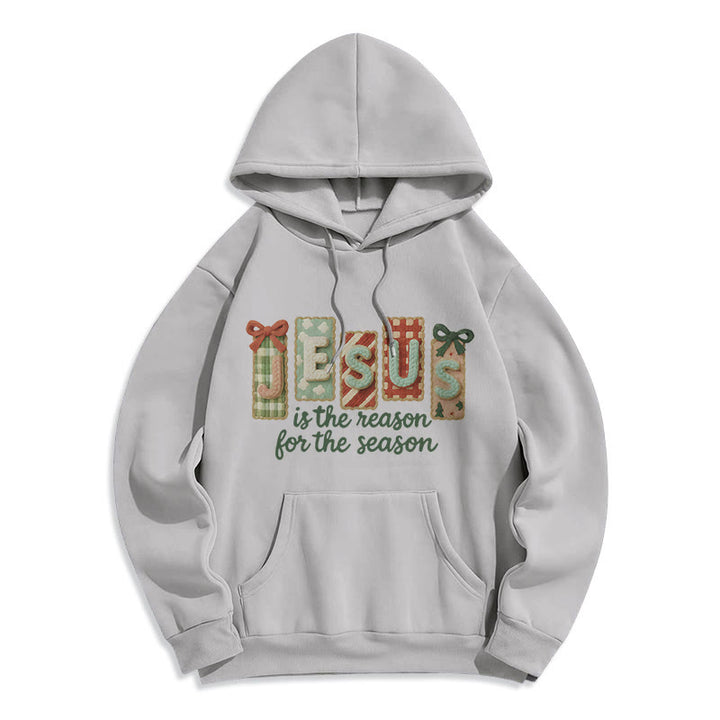Christianartworkshop Christmas Jesus is the Reason Fleece Lined Polyester Hoodie - Grey - 2XL - image 6