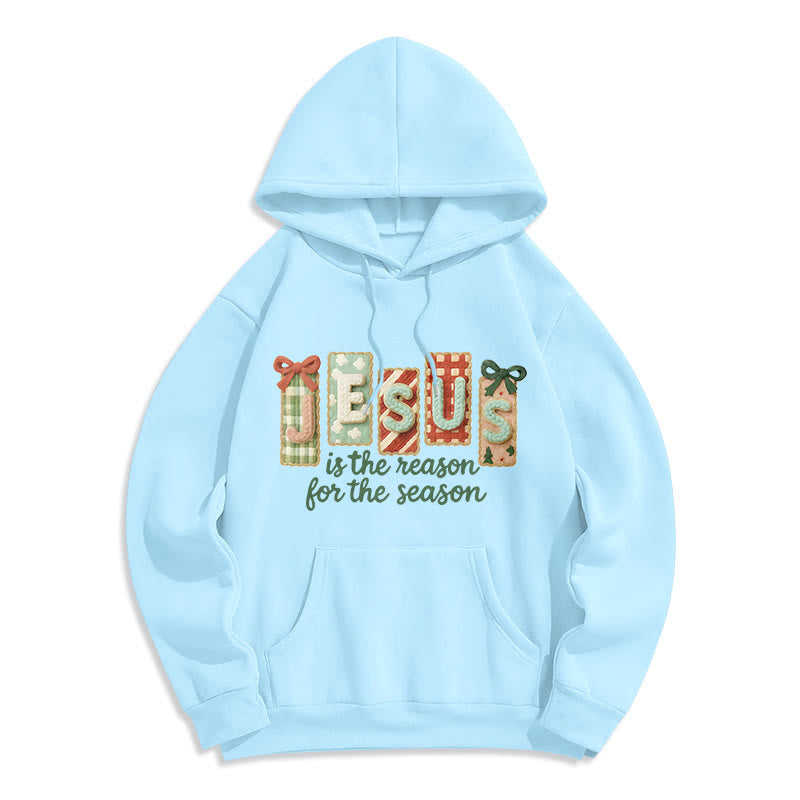 Christianartworkshop Christmas Jesus is the Reason Fleece Lined Polyester Hoodie - Blue - 2XL - image 4