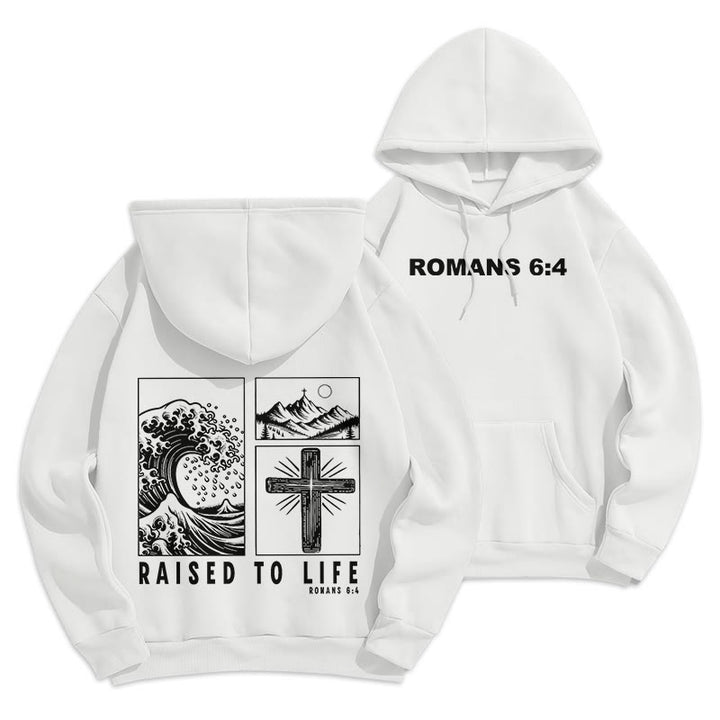 Christianartworkshop Romans 6:4 Raised to Life Fleece Lined Polyester Hoodie - White - 2XL - image 22