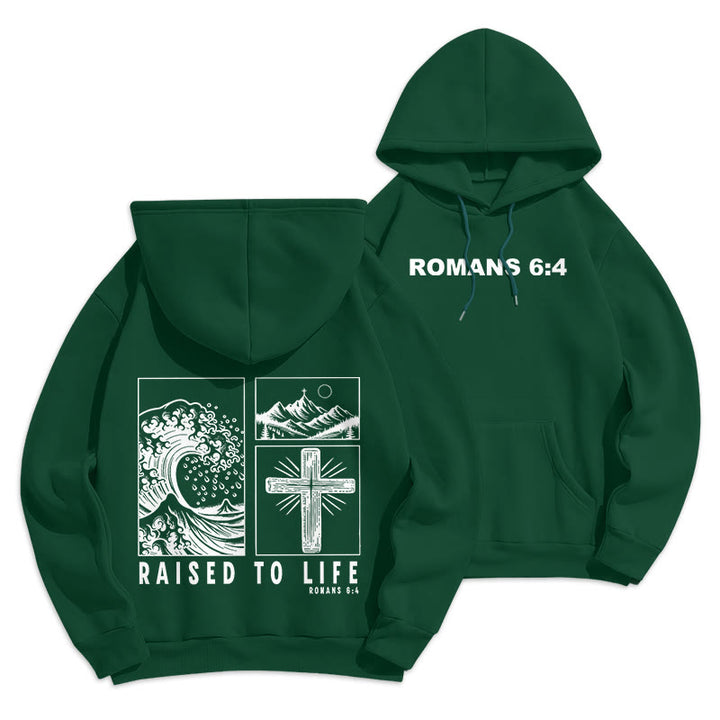 Christianartworkshop Romans 6:4 Raised to Life Fleece Lined Polyester Hoodie - Green - 2XL - image 7