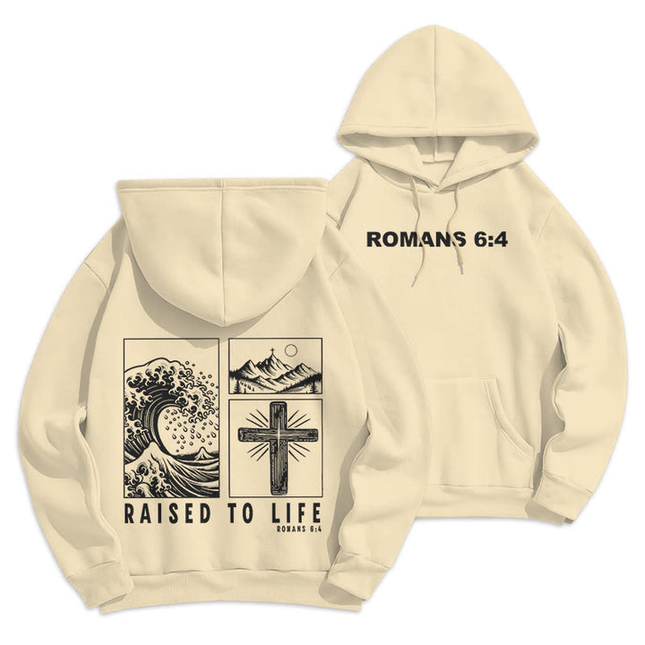 Christianartworkshop Romans 6:4 Raised to Life Fleece Lined Polyester Hoodie - Beige - 2XL - image 15