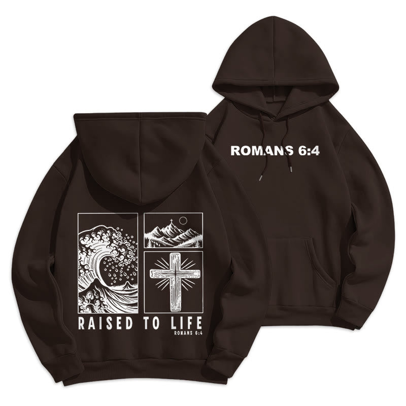 Christianartworkshop Romans 6:4 Raised to Life Fleece Lined Polyester Hoodie - Brown - 2XL - image 0