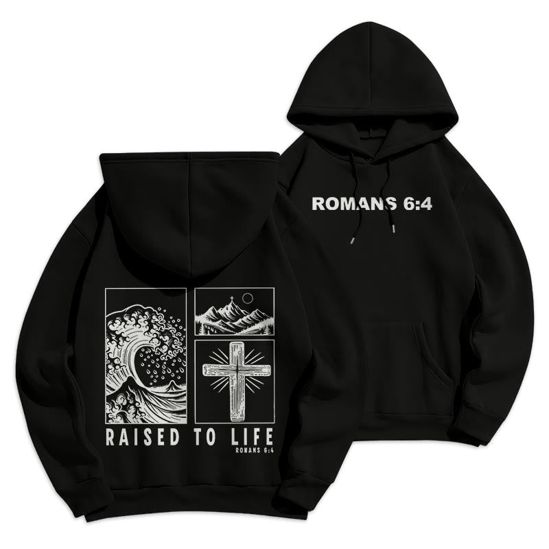 Christianartworkshop Romans 6:4 Raised to Life Fleece Lined Polyester Hoodie - Black - 2XL - image 3