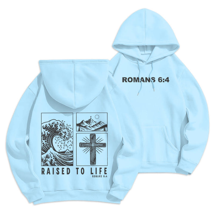 Christianartworkshop Romans 6:4 Raised to Life Fleece Lined Polyester Hoodie - Blue - 2XL - image 12