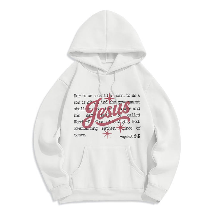 Christianartworkshop Jesus Christmas Isaiah 9:6 Prophecy Fleece Lined Polyester Hoodie - White - 2XL - image 0